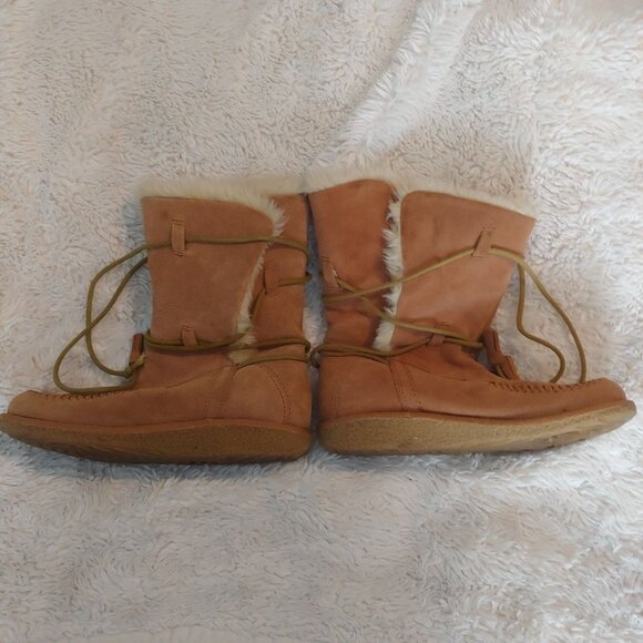 Eaerth Spirit Cozt Comfy Warm Soft Suede Leather Faux Fur Lace-up Boots 7 - Picture 2 of 7